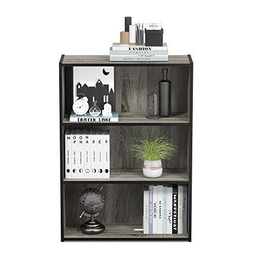PASIR Book Shelf, 3-Tier Bookshelf, Storage Shelves Bookcase, 9.7 x 23.7 x 31.5, for Living Room, Bedroom, Home Office, French Oak