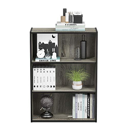 PASIR Book Shelf, 3-Tier Bookshelf, Storage Shelves Bookcase, 9.7 x 23.7 x 31.5, for Living Room, Bedroom, Home Office, French Oak