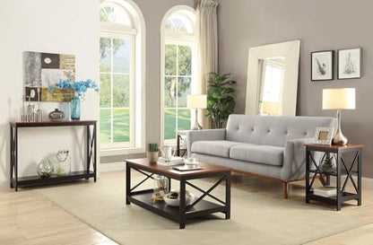 Oxford Console Table 39.5" - Farmhouse, Modern Narrow Sofa Display Accent with Storage Shelf for Transitional, Coastal Living Room, Entryway, or Hallway, Black/Cherry
