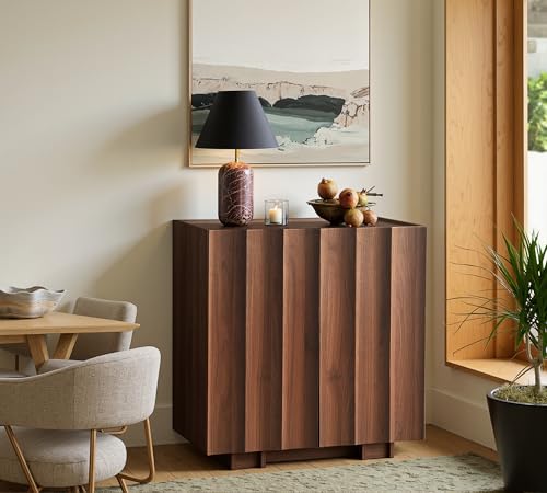 30.8" Fluted Sideboard Buffet Cabinet with Storage, Walnut, view 7