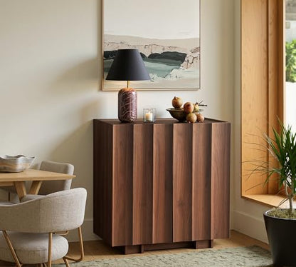 30.8" Fluted Sideboard Buffet Cabinet with Storage, Walnut, view 7