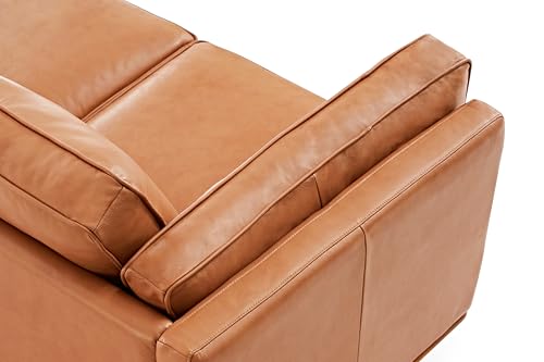 Valencia Artisan Full Leather Sofa 88” - Pure Full Italian Nappa Leather Couch, Solid Wood Accent, Ultimate Comfort, Cognac Tan