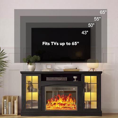 58" Farmhouse Fireplace TV Stand with 23" Electric Fireplace, view 7