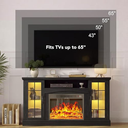 58" Farmhouse Fireplace TV Stand with 23" Electric Fireplace, view 7