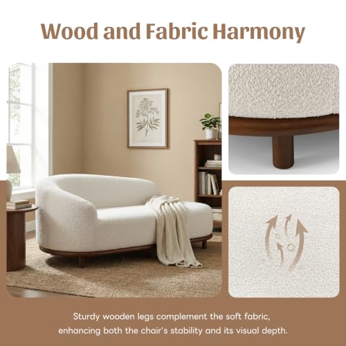 Boucle Oversized Chaise Lounge Left-Facing Sofa 83" (White), view 8