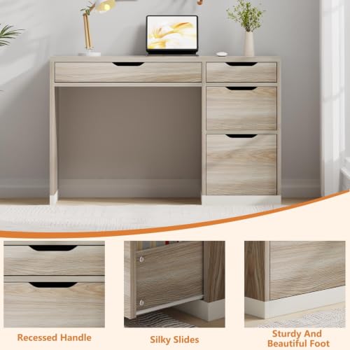 48 Inch Computer Desk with 4 Drawers, Natural Oak, view 6