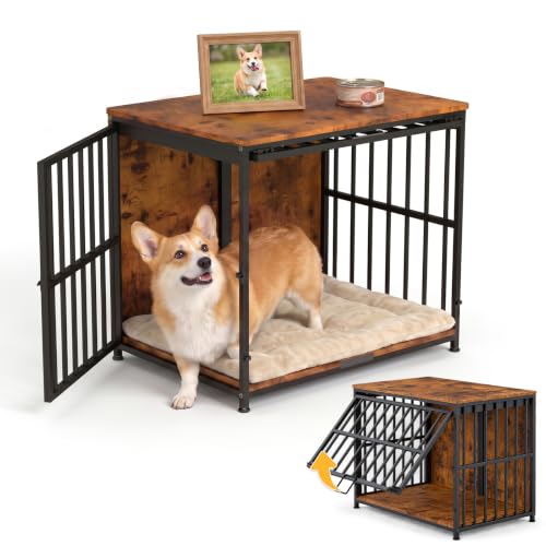 31.5IN Dog Crate Furniture, Wooden Dog Kennel with Flip-Up Door, view 2