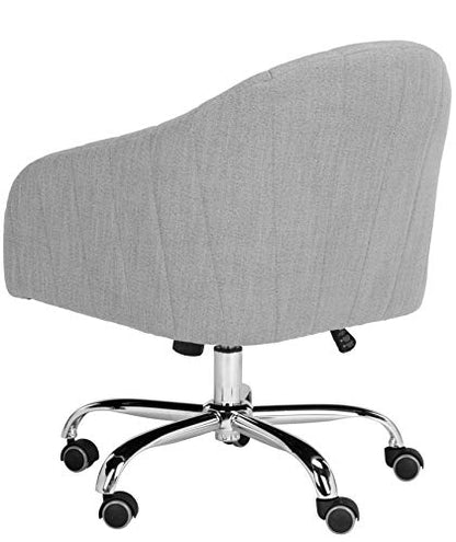 Home Themis Grey Linen and Chrome Leg Swivel Office Chair