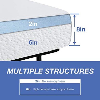 | 8 Inch Queen Mattress | Medium Firm | Gel Memory Foam | White, view 3