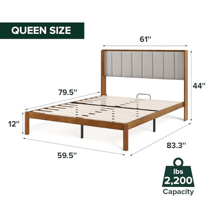 Bamboo Platform Bed with Wingback Headboard, view 3