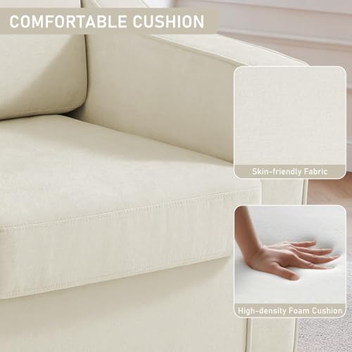 Swivel Accent Chairs Set of 2, 360° Swivel Upholstered Club Armchairs for Living Room, Comfy Single Sofa Reading Chair with Deep Seat, Metal Swivel Base, Chenille Fabric, Beige