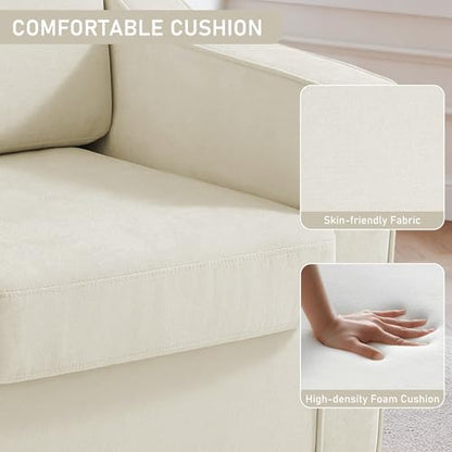 Swivel Accent Chairs Set of 2, 360° Swivel Upholstered Club Armchairs for Living Room, Comfy Single Sofa Reading Chair with Deep Seat, Metal Swivel Base, Chenille Fabric, Beige