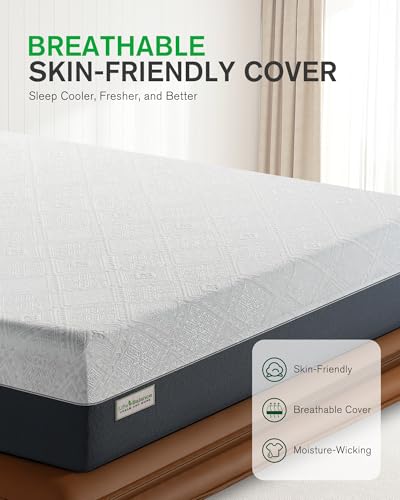 Queen Size Mattress, 10 Inch Cooling-Gel Memory Foam Mattress Made in USA, view 5