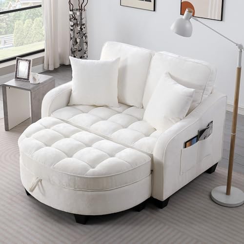 Two-Seater Sofa, Ergonomic and Backrest Design, Ottoman with Storage, view 2