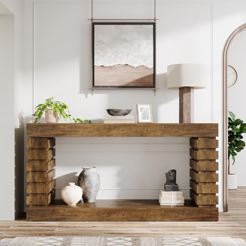 Tribesigns 70.8-Inch Long Console Table, Wood Entryway Table with Storage, Narrow Sofa Table Couch Table for Living Room Entryway Hallway | with Storage