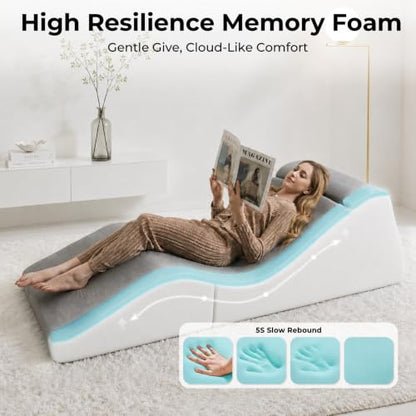 3-IN-1 Convertible Chaise Lounge Chair Indoor, Corduroy Boneless Couch, view 5