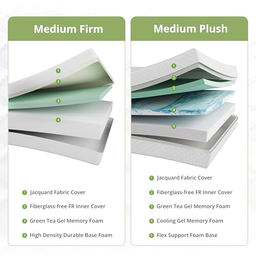 EGOHOME Queen Mattress 12 Inch, Green Tea Memory Foam Mattress, Medium Firm, view 4