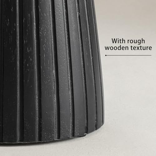 Black Pedestal Side Table 14.56'' Dia, Modern Accent End Table, Fluted Base Design, Minimalist Drink Table for Small Space Living Room, Bedroom