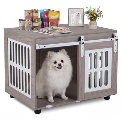 31.5" Dog Crate Furniture with Barn Door for Small Medium Dogs, view 2
