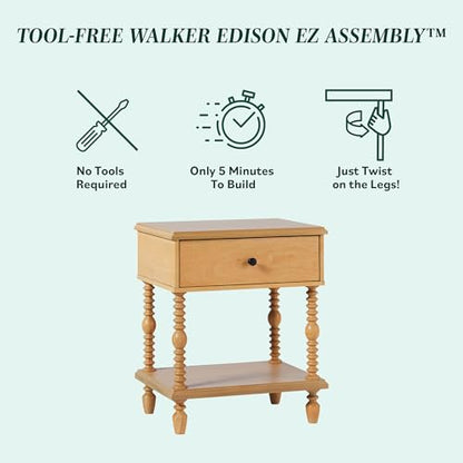 Vivienne 1-Drawer Spindle Nightstand - Natural - 2pk