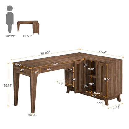 Tribesigns 57-Inch L-Shaped Desk, Office Computer Desk with Storage, view 3