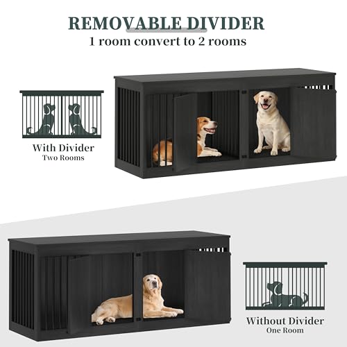 72" Double Dog Crate, Heavy Duty Dog Kennel Indoor for 2 Large Dogs, view 4