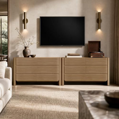 6 Drawer Dresser for Bedroom, Thick Rounded Side Panels & Handleless Design, view 8