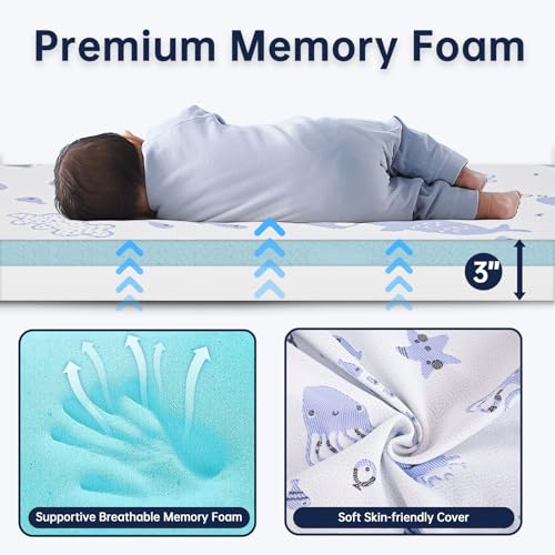 Pack and Play Mattress,38"x26" Dual Sided Premium Memory Foam Pack N Play Mattress with Breathable Removable Washable Cover