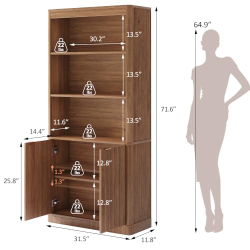 72'' Tall Bookshelf with Doors, view 3