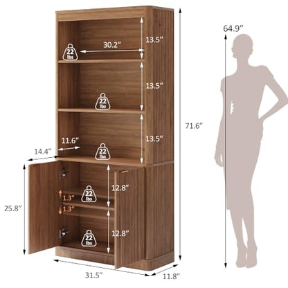 72'' Tall Bookshelf with Doors, view 3