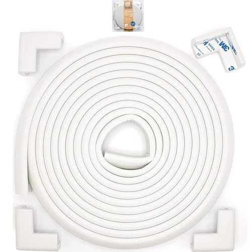 Slimfit Corner Edge Protector for Baby Proofing (Small 15ft Edge 4 Corners), Furniture Safety Bumper Guard, Soft NBR Rubber Foam, 3M Adhesive, Oyster White (Off White)