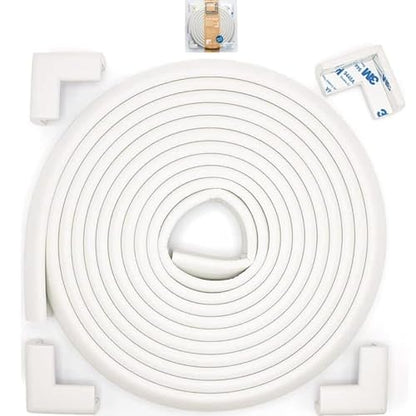 Slimfit Corner Edge Protector for Baby Proofing (Small 15ft Edge 4 Corners), Furniture Safety Bumper Guard, Soft NBR Rubber Foam, 3M Adhesive, Oyster White (Off White)