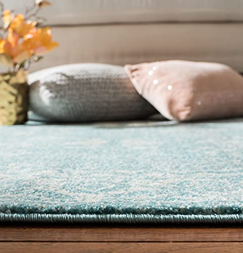 SAFAVIEH Area Rug 8x10 - Evoke Collection - Large - Light Blue & Ivory, Shabby Chic Distressed Design, Non-Shedding & Easy Cleaning, Ideal for Living Room, Bedroom, Office, Dining Space (EVK270D)
