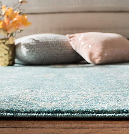 SAFAVIEH Area Rug 8x10 - Evoke Collection - Large - Light Blue & Ivory, Shabby Chic Distressed Design, Non-Shedding & Easy Cleaning, Ideal for Living Room, Bedroom, Office, Dining Space (EVK270D)