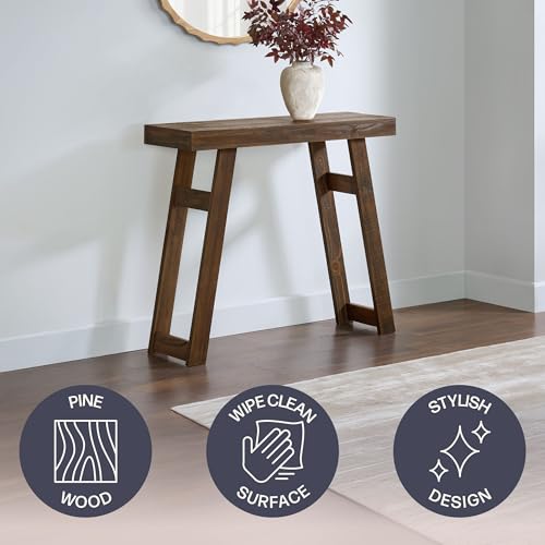 Lawas Solid Wood Console Table - 36 Inch Modern Farmhouse Small Entryway Table - Easy Assembly Living Room Furniture for Behind The Couch, Entryway, or Hallway (Brown)