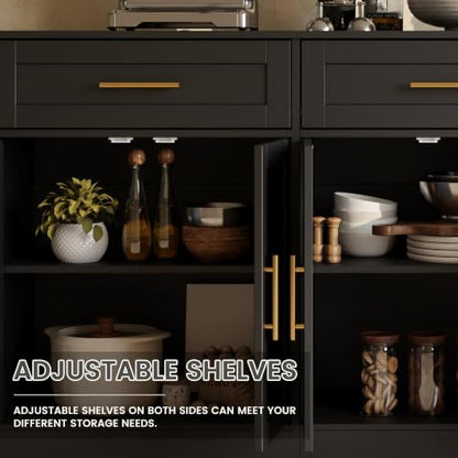 71” Large Sideboard Buffet Cabinet with Storage, Classic Black, view 8