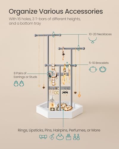 Jewelry Holder for Rings, 3 Tiers and 1 Tray, Metal Frame, view 5