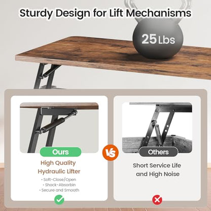 31.5" Lift Top Coffee Table with Storage, Square Coffee Tables for Living Room, Farmhouse Coffee Table with Large Hidden Storage Compartment and Adjustable Shelves, Black