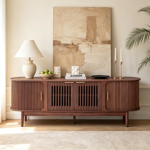 70 Inch Fluted Mid-Century Modern TV Stand for Living Room, view 4