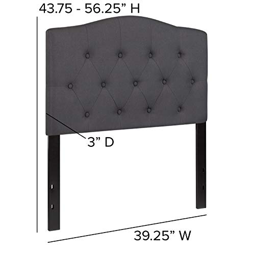 Tufted Upholstered Twin Size Headboard in Dark Gray Fabric