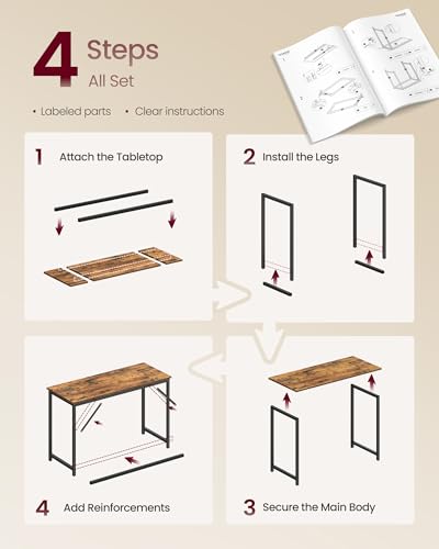 Computer Desk, Steel Frame Gaming Desk for Home Office, 47.2 Inch, view 7