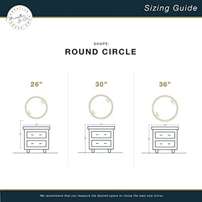 Master & Co. 26in Round Metal Black Mirror, Modern Wall Hanging Large Mirror for Bathroom, Bedroom & Livingroom