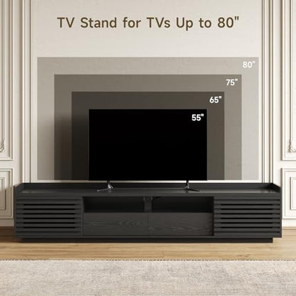 78.7" TV Stand for TV Up to 85",Mid-Century Modern TV Console Black, view 7