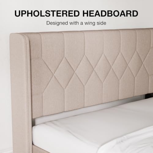 Queen Bed Frame with Headboard, Queen Size Bed Frame, view 6