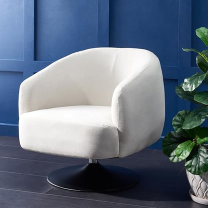 Home Collection Ezro Mid-Century Glam Cream Velvet Accent Swivel Chair