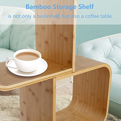 S-Shaped Geometric Modern Bamboo Bookshelf, view 5