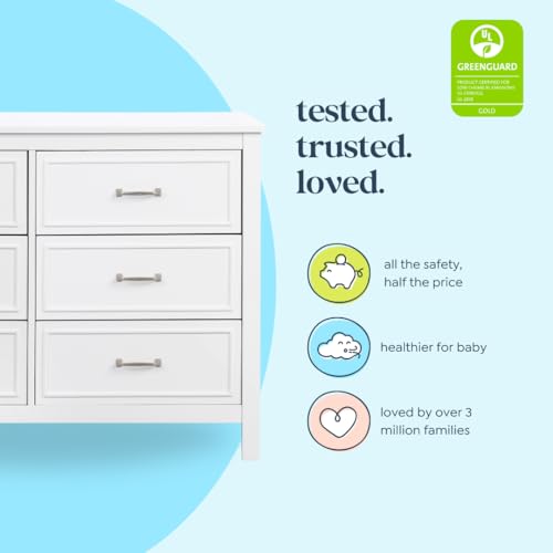 Charlie 6-Drawer Baby Dresser, GREENGUARD Certified - White, view 6