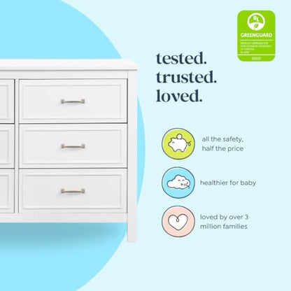 Charlie 6-Drawer Baby Dresser, GREENGUARD Certified - White, view 6