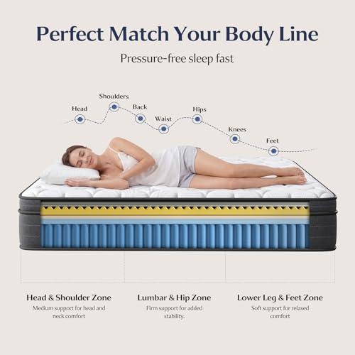 12 Inch Queen Hybrid Mattress in a Box, Medium Firm, Gray, view 3