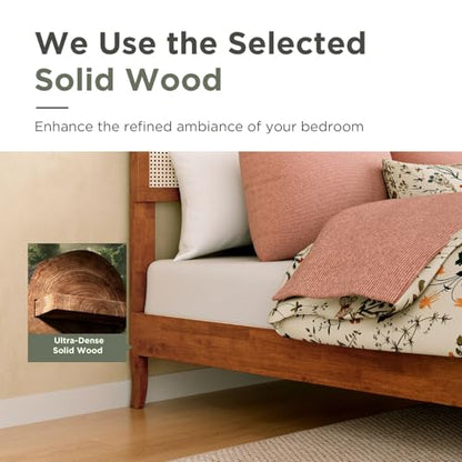 Queen Bed Frame with Headboard, Solid Wood Bedframe, view 4